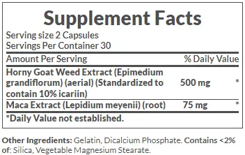 Ingredients in Nature's Bounty Horny Goat Weed with MACA