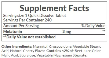 Ingredients in Nature's Bounty Melatonin 3mg
